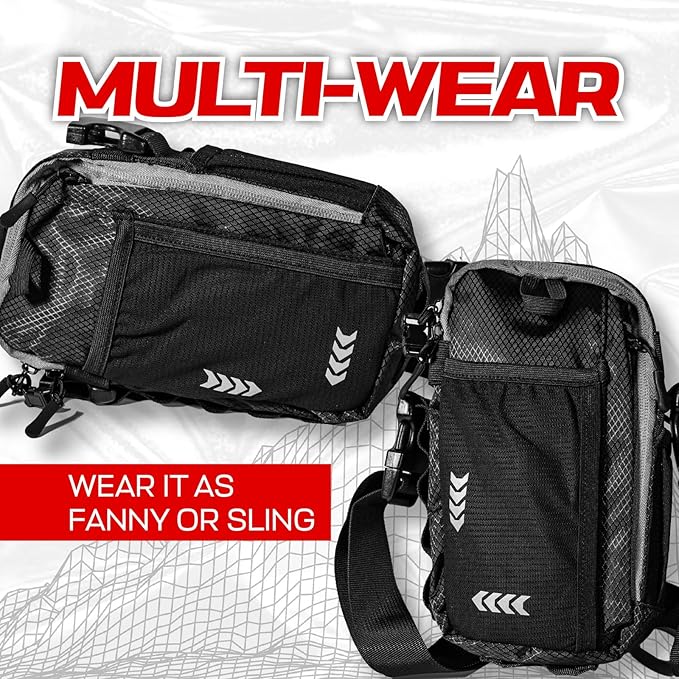RAVERUNNER® Camo Fanny Pack – Anti Theft Crossbody Bag with 8 Pockets | Rave Fanny Pack, Festival Hip Pack, Anti Slash Sling Bag - Image 4