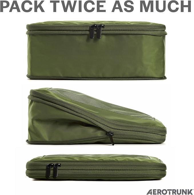 Compression Packing Cubes for Travel - Luggage Organizer Bags - Double Zipper Packing Cubes for Suitcases (12-Pack, Olive) - Image 2