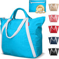 Bodysurf Beach Bag Waterproof Sandproof, Foldable Packable Travel Zip Tote | Pool, boat and swim bag for men and women, XL and medium, 6 colors, zip-top, front pocket, inner wet pouch, recycled nylon by Bodysurf