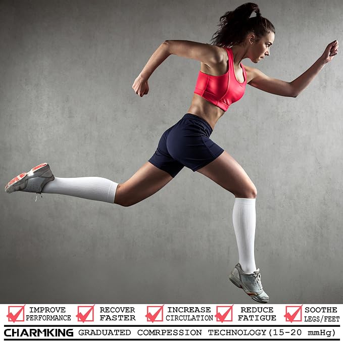 CHARMKING Compression Socks for Women & Men Circulation (3 Pairs) 15-20 mmHg is Best Support for Athletic Running Cycling - Image 2
