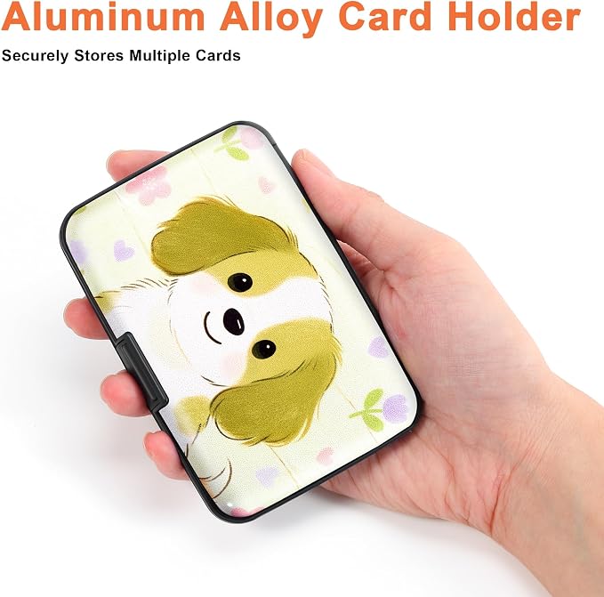 Mayski Credit Card Holder for Women RFID Blocking Wallet, Dog | Card Wallets for Women Small Mini Business Metal Accordion Aluminum Alloy Hard Case for Men - Image 3