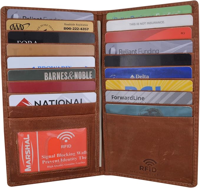 Marshal Bifold Genuine Leather RFID Blocking Credit Card ID Holder Tall Wallet (Antique) - Image 2