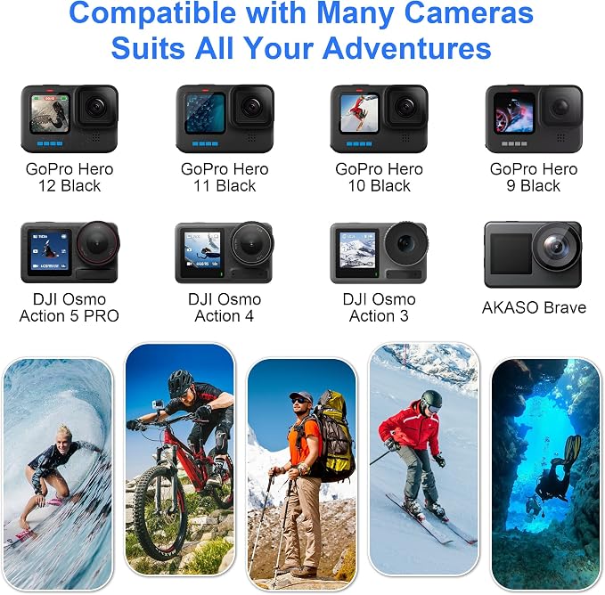18 in 1 Surfing Action Camera Accessories Compatible with GoPro Hero 12/11 | Action Camera Accessory Kit Compatible with GoPro 10/9/8,Action 5 Pro/Action 4/Action 3,DBPOWER,APEMAN,Yi and VicTsing - Image 6