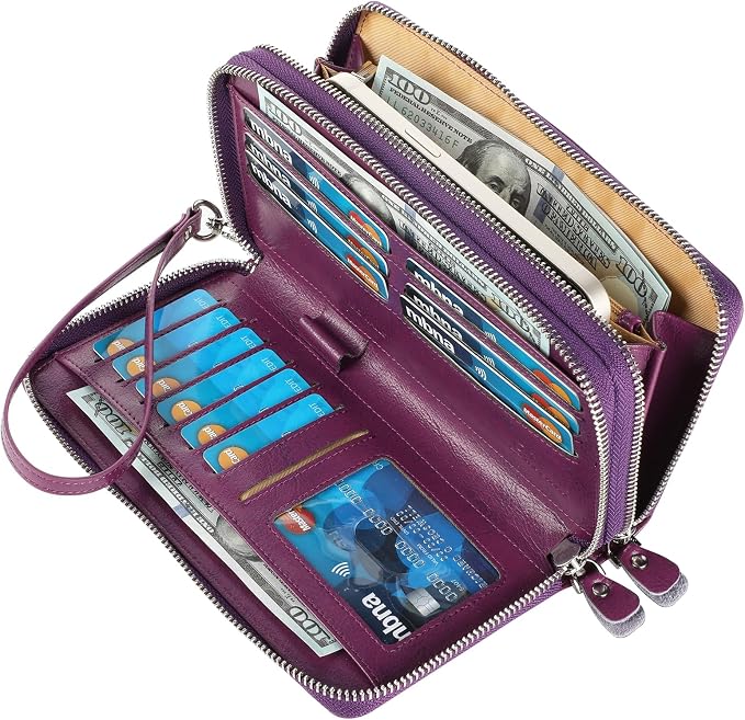 Small Compact Women Wallet RFID Blocking Genuine Leather Bifold Purse with ID Windows - Image 2