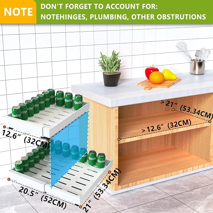 2 Pack Pull Out Cabinet Organizer 21" Deep Expandable Slide Out Drawer Organizers,No Drill Pull Out Drawers Adhesive with Nano Compatible Framed Cabinets Shelves For Kitchen Pantry Adjustable Width - Image 6
