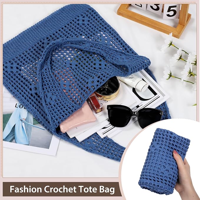 Sightor Crochet Tote Bag, Mesh Beach Bag Knit Summer Hobo Bag for Women | Beach Tote bag Vacation Outfits Aesthetic Boho Bag - Image 5