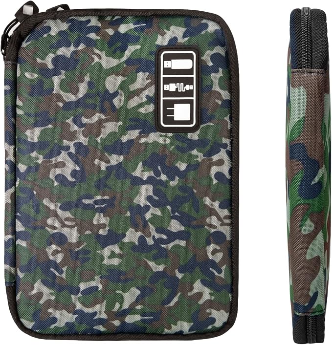 Lcsmaokin Electronics Travel Organizer,Portable Waterproof Electronic Travel Storage Bag for Small Charging Cord Storage,Charger,SD Card etc,for Travel,Business -Camouflage Green - Image 2