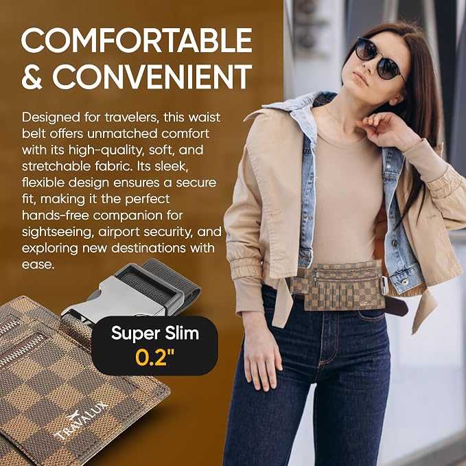 Luxury Travel Wallet – Hidden Money Belt, RFID-Blocking, Anti-Theft Passport Holder for Men & Women (Brown) - Image 2