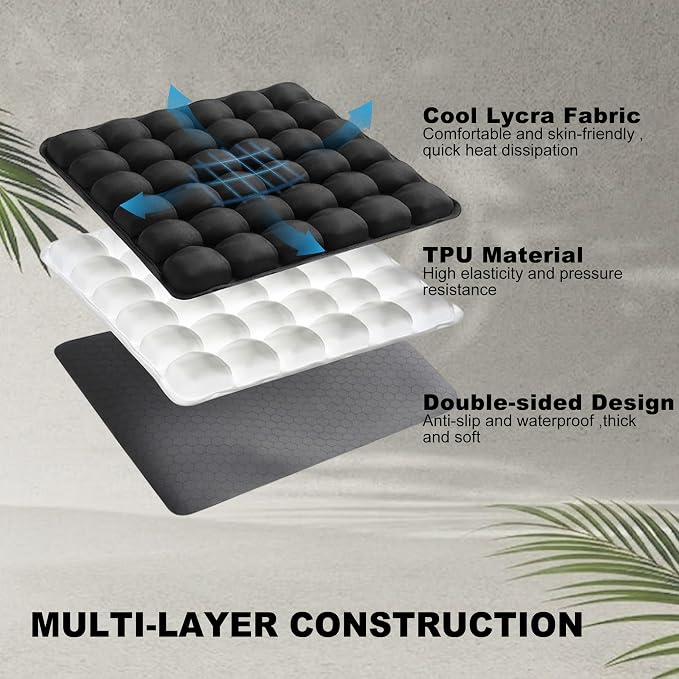 Inflatable Travel Cushion Airplane Seat Pressure Relief 3D Airbag | 36-cell Split, No need air pump, Ergonomic support, Portable foldable with storage bag, For long flights camping wheelchair - Image 6