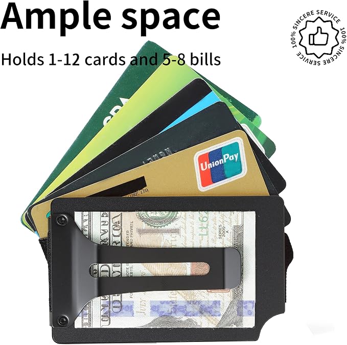 Slim Wallet for Men,RFID Blocking Minimalist Metal Wallet, Money Clip/Cash Holder, Front Pocket Aluminum Credit Card Holder, Ideal Gift for Men,Black-American USA Flag - Image 7