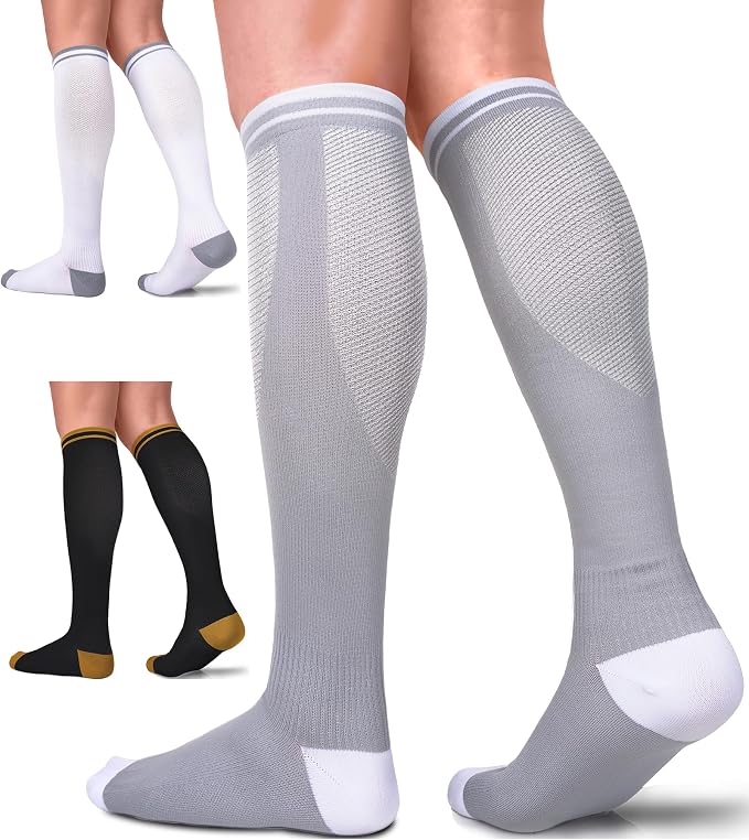 FuelMeFoot 3 Pack Copper Compression Socks - Compression Socks Women & Men Circulation - Best for Medical,Running,Athletic by FuelMeFoot