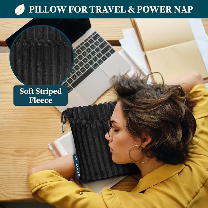 PAVILIA Travel Blanket Pillow, Soft Ribbed Fleece Airplane Blanket, Black | 65x40, Compact Packable Plane Throw with Bag, Luggage Strap and Back Pocket, Cozy Flight Essentials Travelers Camping Gift - Image 5