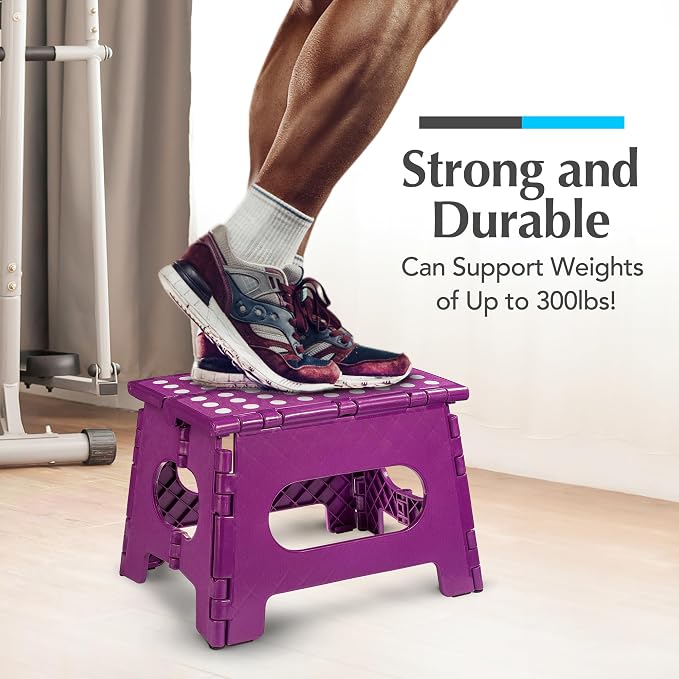 Handy Laundry Folding Step Stool 9 Inch 2-Pack, Purple, Holds 300 lbs | 2-Pack, 9 Inch, Purple, Foldable Collapsible Step Stool, Non-Slip, Holds 300 lbs, Kitchen Bathroom Bedroom, Adults - Image 4