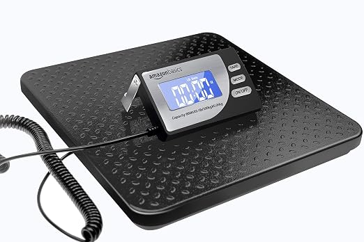 Amazon Basics Digital Shipping Postal Scale with Tare Function, Heavy Duty Weighing Platform, 660 lb Capacity, 1 Ounce Readability, Portable, Black by AmazonBasics