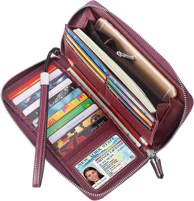 Small Compact Women Wallet RFID Blocking Genuine Leather Bifold Purse with ID Windows - Image 2