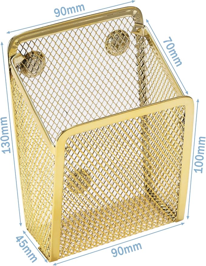 Magnetic Pencil Holder,Mesh Stainless Steel Pen Basket, Metal Writing Utensil Storage Organizer for Whiteboard,Blackboard,Kitchen, Locker, Home, or Office | Metal Writing Utensil Storage Organizer for Whiteboard,Blackboard,Kitchen, Locker, Home, or Office - Image 3