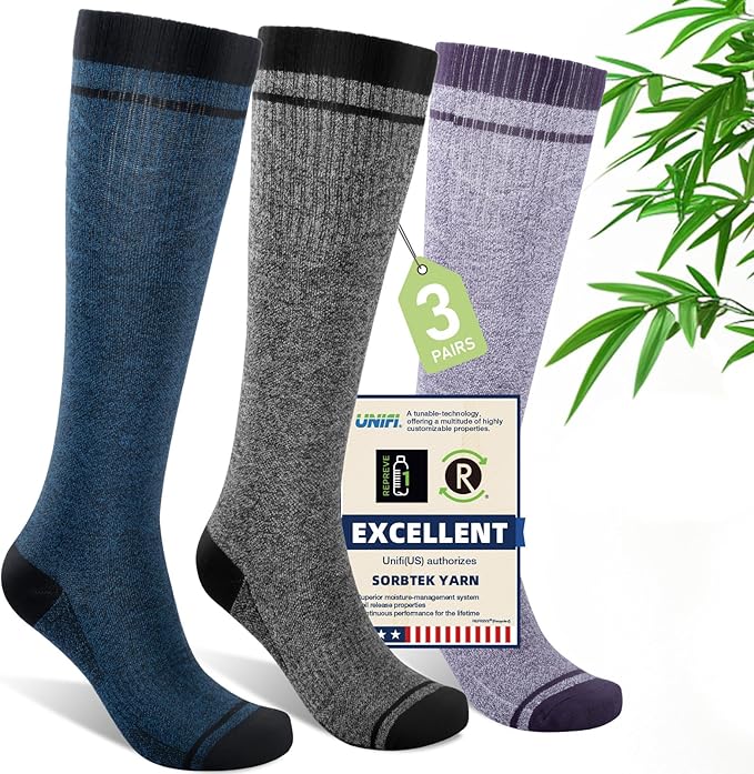 Compression Socks Women & Men, 15-20 mmHg Bamboo Viscose Knee High Soft Support for Flying Travel Daily by Unknown
