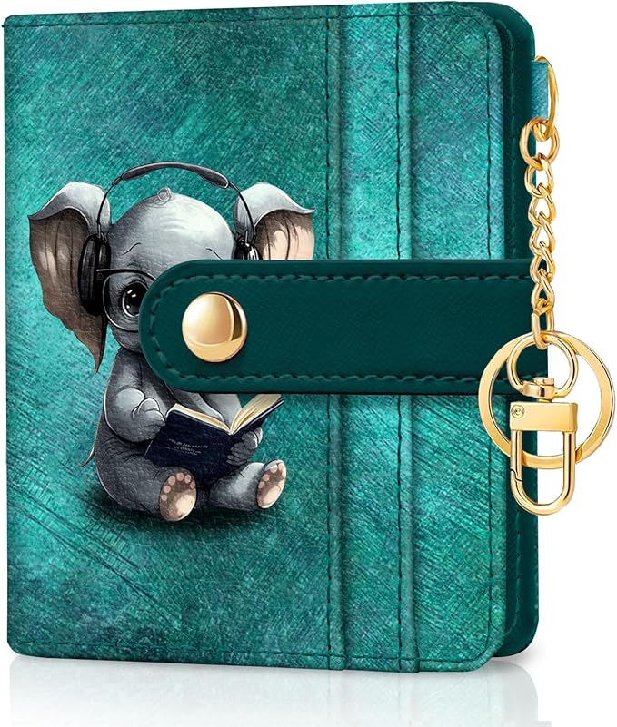 Jogjam Elephant Rfid Women Wallet, Small Slim Thin Credit Card Holder | PU Leather Bifold Cash Zipper Coin Pocket ID Window, for Female Ladies Teen Girls Girly Gifts by Jogjam