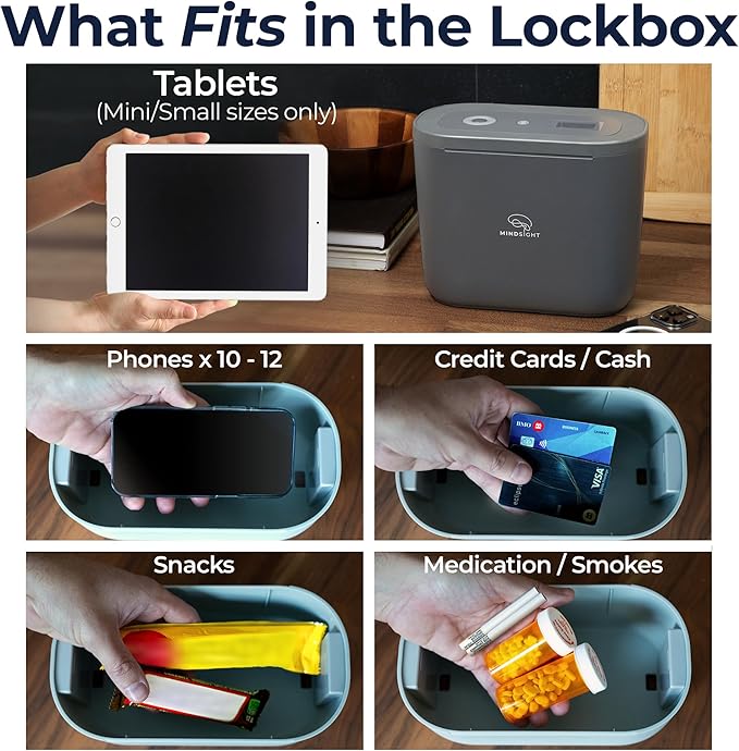 Mindsight Timed Lock Box Plus | Fits Small Tablets (iPad Mini), Phones (10+) & More | Great for Schools & Families | Helps Reduce Screen Time & Build Better Habits | Out of Sight ~ Out of Mind - Image 2
