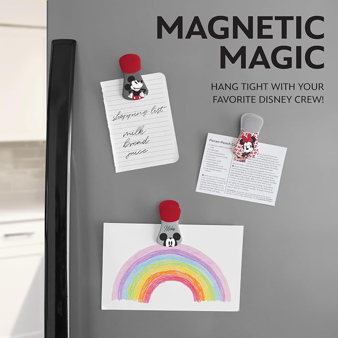Disney Mickey & Minnie Magnetic Chip Clips, Set of 6 | Airtight food storage bag clips for snack, cereal, and coffee bags, great for pantry and fridge, magnet displays kids artwork - Image 3