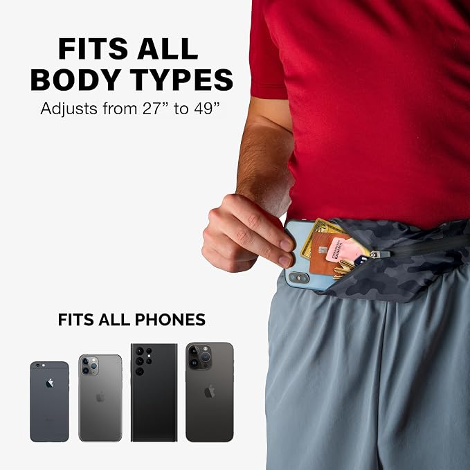 No-Bounce Slim & Secure Running Belt, Fits ALL Phones, Keys, Cards, Gels | Comfortable for Long Runs, Running Waist Pack for Men, Slim Running Belt Fanny, Comfortable for Long Runs, Adjustable Sizing - Image 2