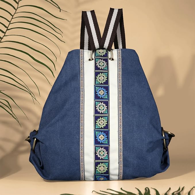 Goodhan Women Canvas Backpack Daypack Casual Shoulder Bag, Vintage Heavy-duty Anti-theft Travel Backpack - Image 6