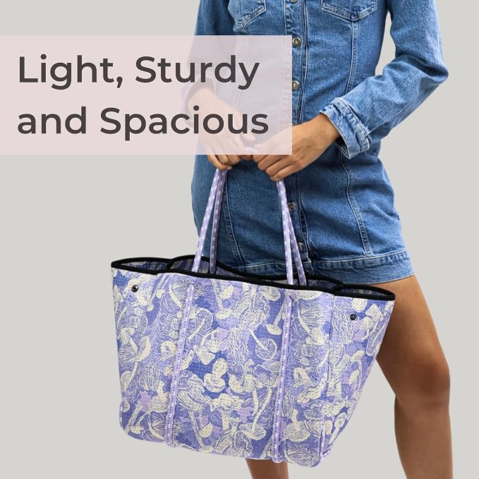 POPUPS Large Neoprene Tote Bag for Women - Everyday Designer Handbag for Travel Work and Beach with Pockets and Zipper Pouch - Image 6