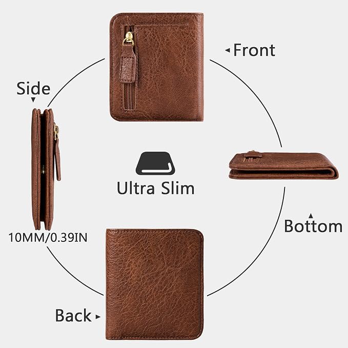 Gostwo Small Wallet for Women, Slim Bifold Credit Card Holder, Compact RFID Blocking Cash Wallet, Billfolds Thin Leather Zipper Pocket, Mini Wallet Gift for Ladies Teen Girls Travel with ID Window - Image 4