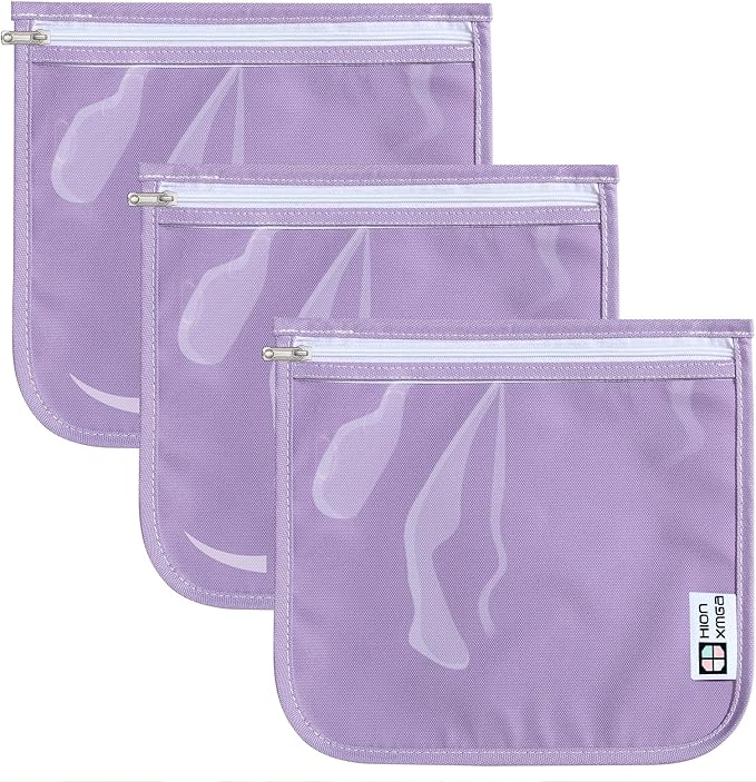 HIONXMGA Set of 3 Diaper Bag Organizing Pouches, Space-Saving, 3 Large Size | Clear Front Toiletry Bags Waterproof Zipper Pouches for Women Kids Toiletries Baby Essentials Well-Organized Carry, Purple by HIONXMGA