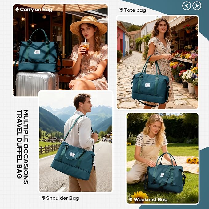 Travel Duffel Bag, Sports Tote Gym Bag, Shoulder Weekender Overnight Bag for Women - Image 8