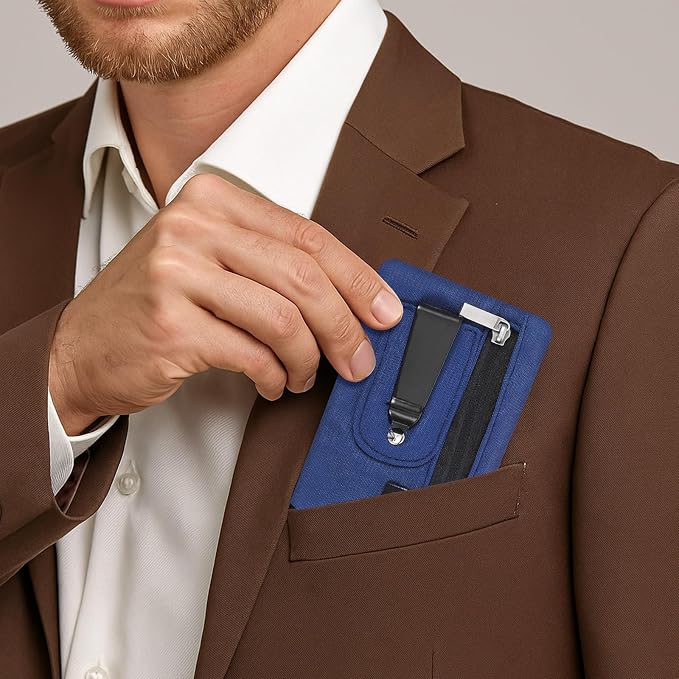 Money Clip, RFID Belt Wallet Travel Wallet Blocking Clip Pocket for Cards Pickpocket Hidden Clips Stash Credit Card Holder Compact Thin Anti-Theft for Traveling(Dark Blue) - Image 4