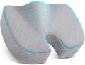 Memory Foam Office Chair Seat Cushion - Light Grey, Large | for Car Seat, Airplane, Desk Chair - Sciatica & Hip & Coccyx Pain Relief Cushion for Long Sitting Office Workers, Car Drivers by TushGuardSeatCushonsPillows