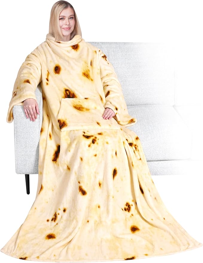 PAVILIA Blanket with Sleeves for Adult Women Men, Soft Warm Wearable Blanket Fleece Wrap Throw, Robe Blanket Gift by PAVILIA