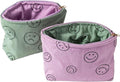Cosmetic Bags for Women - Corduroy Cosmetic Bag Aesthetic Women Handbags Purses Smile Dots Makeup Organizer Storage Makeup Bag Girls Case Bags (Double Purple Green) by Gardsell