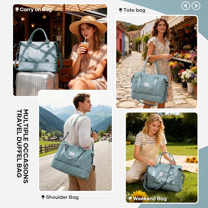 Travel Duffel Bag, Sports Tote Gym Bag, Shoulder Weekender Overnight Bag for Women - Image 8