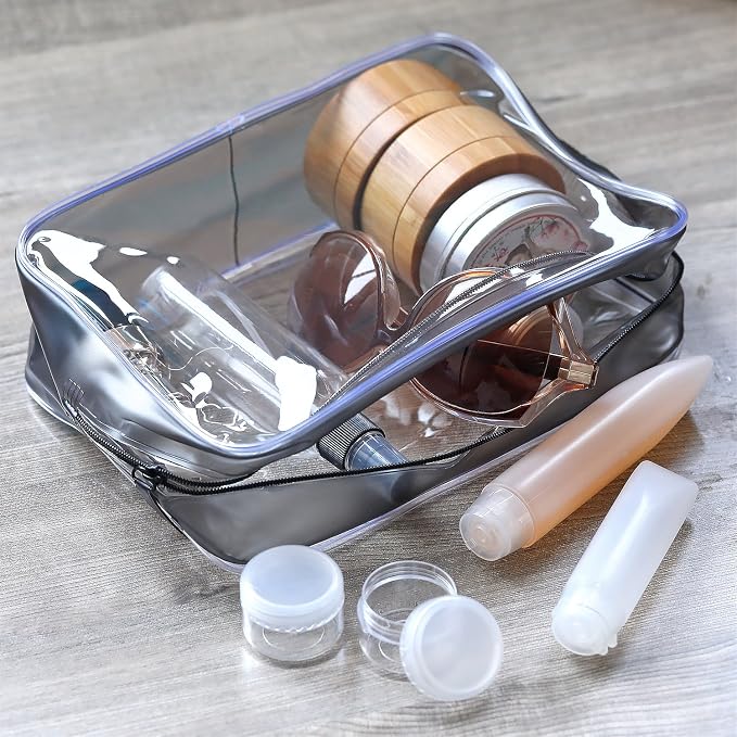 5 Pack Clear PVC Zippered Toiletry Carry Pouch Portable Cosmetic Makeup Bag for Vacation, Bathroom and Organizing - Image 5