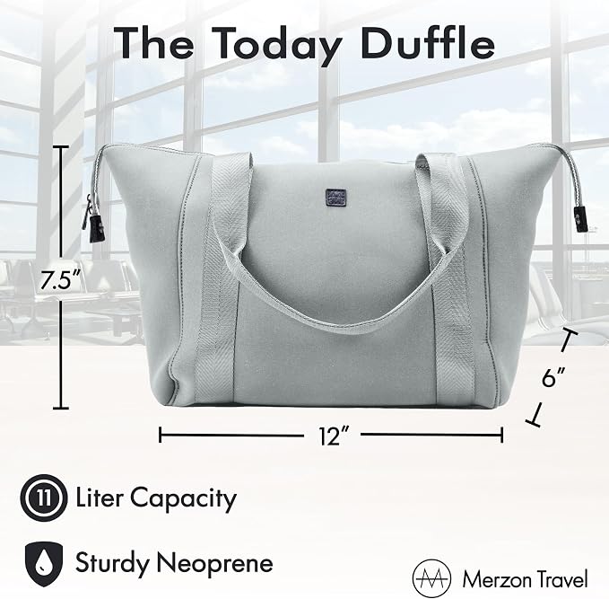 Today Duffle | 11L | NTB-713 Silver | Small Travel Gym Tote, Everyday & Weekend Trips, Sturdy Neoprene, Personal Item, Fits Under Airline Seat, TSA Friendly - Image 2