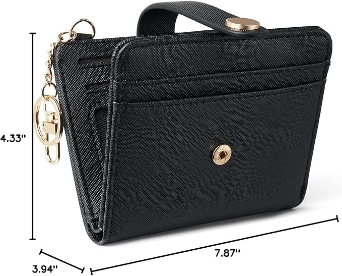 POIUGOYA Slim Wallet for Women,RFID Blocking Bifold Credit Card Holder with Zipper Coin Pocket,ID Window,Keychain - Image 7