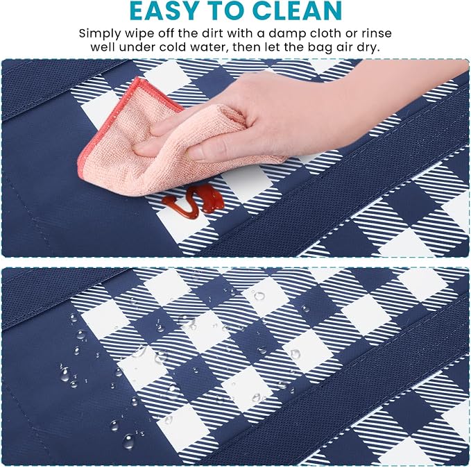 WOWBOX Reusable Grocery Bags, Foldable Reusable Shopping Tote Bags | 6-Pack Large Storage Bags bulk with Reinforced Handles and Water Resistant Coating for Groceries,Multipurpose,Blue-White - Image 6