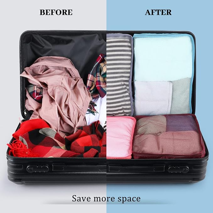 Woanger 24 Pcs Large Packing Cubes for Suitcases Travel Accessories High Capacity Luggage Packing Organizers with Zipper Reusable Mesh Bag for Clothes Storage(Multicolor) - Image 5