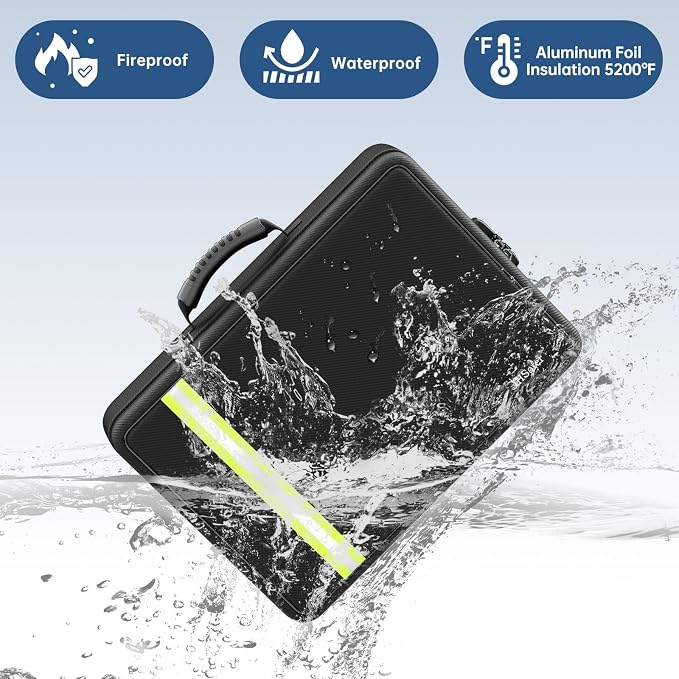 JHSafer Fireproof Document Bag with Lock for Letter/A4 Files, Soft | 5200℉ Fireproof Important Document Organizer with 13 Colorful Pockets, Portable Safe Storage for Home Travel Office - Image 2