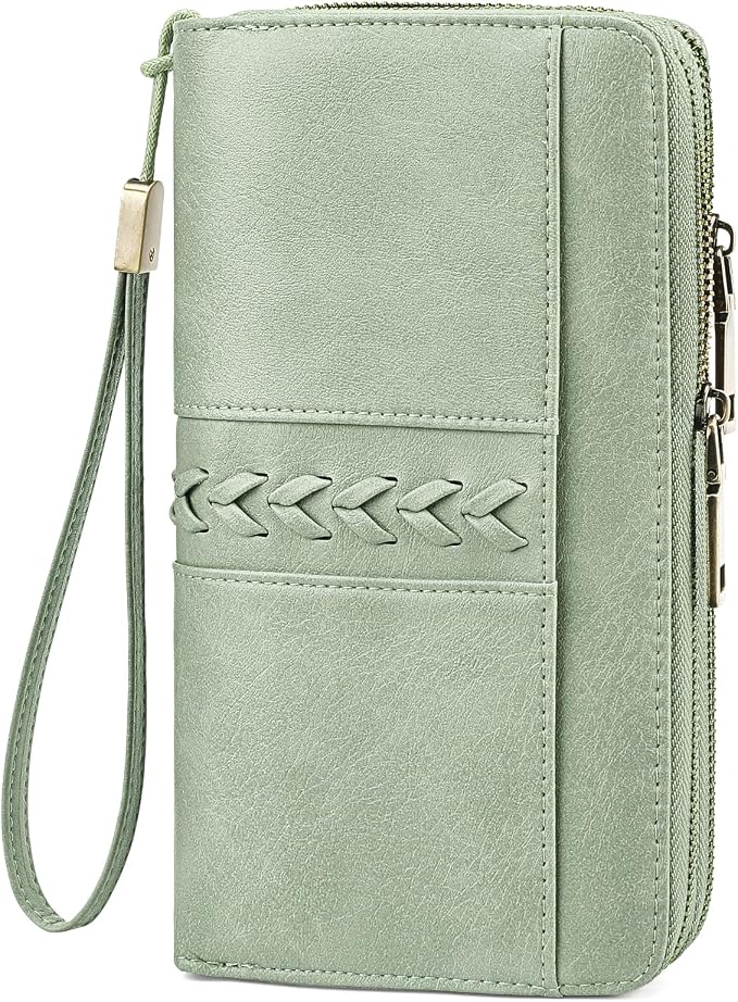 Wallets for Women Trifold Wristlet Wallets Large Capacity RFID Blocking Ladies Purse Credit Card Holder by FALANMULE