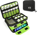 Double Layer Cable Organizer Bag, Portable Cord Storage Case, Flat Electronic Organizer Travel Case, Portable Tech Bag for Cable/Cord Storage/iPad (up to 7.9")/Wall Charger/Electronics by Luxtude