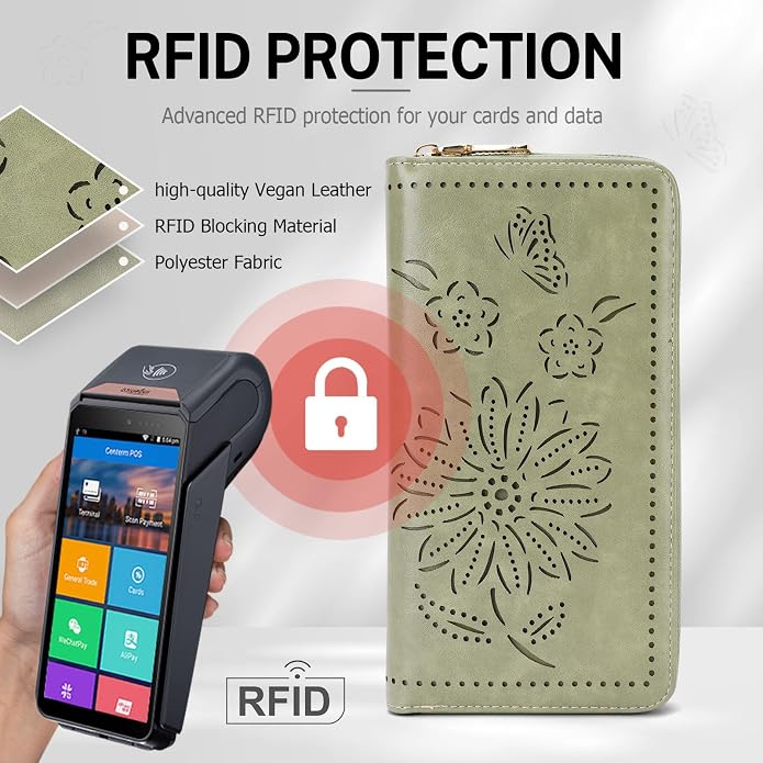 RFID Wallet Women Large Capacity Sunflower Wristlet Wallets for Women Clutch Ladies Cell Phone Purse - Image 6