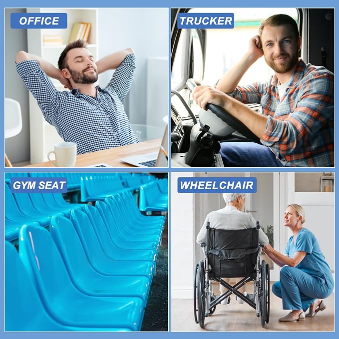 Gel Seat Cushion for Long Sitting - 20" x 20" x 1.8" (Extra Thick＆Soft) | Zero Gel Cushions for Pressure Relief, Honeycomb Gel Seat Cushion, Ergonomic Silicone Seat Cushion for People Over 140 lbs - Image 7