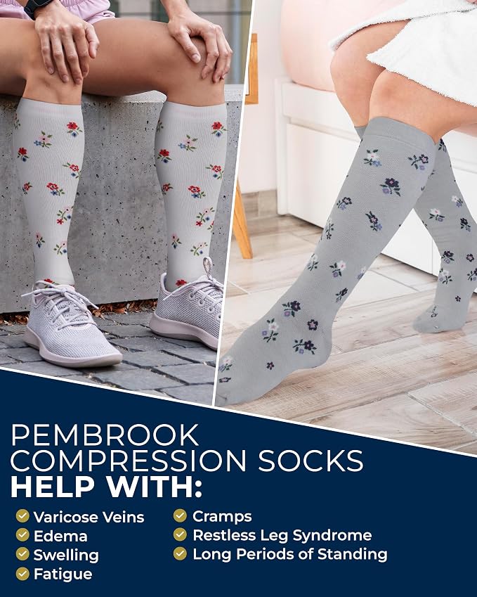 Pembrook® Light Compression Socks for Women - 3 Pairs | 8-15 mmHg Cotton Compression Socks for Pregnancy, Knee High Comfort - Image 5