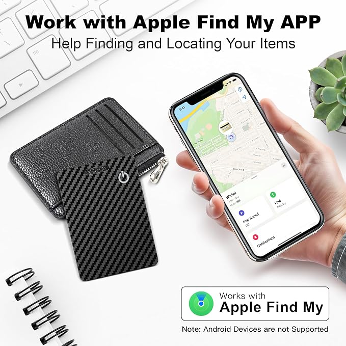 2-Pack Wallet Tracker Cards, Works with Apple Find My | 1.6mm thin, Qi rechargeable, 5-month battery, IP68 waterproof, Left-Behind Alerts, iPhone & iPad compatible - Image 2