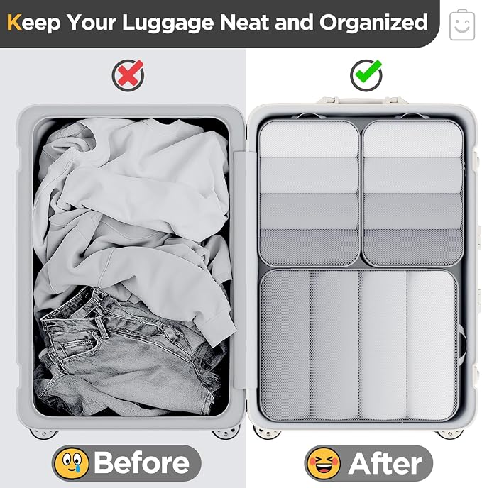Veken 6/9/11 Set Compression Packing Cubes Garment Bags for Travel Essentials,Compressible Expandable Luggage Organizer Bags for Clothing,Space Saver Bags with Over 1000 pcs of Mesh Holes(Gray) - Image 6