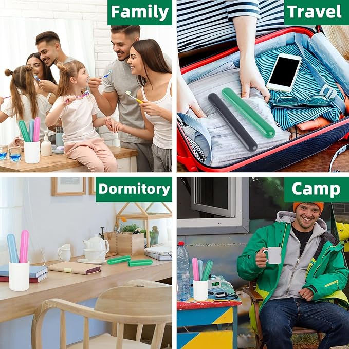 Hooqict 4 Pack Travel Toothbrush Case Portable Travel Toothbrush Holder Plastic Toothbrush Container Protector Cover for Traveling, Camping, Home, School, Business - Image 7