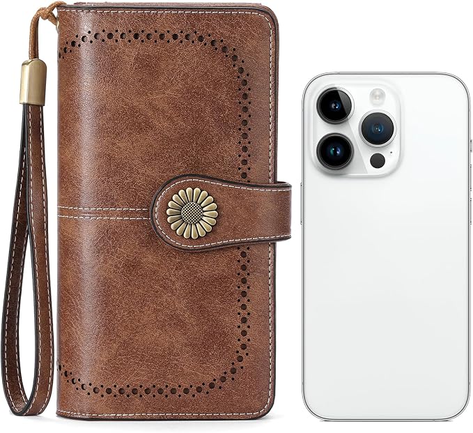 SENDEFN Wallets for Women Leather Credit Card Holder with RFID Blocking Large Capacity Wristlet | with RFID Blocking - Image 5